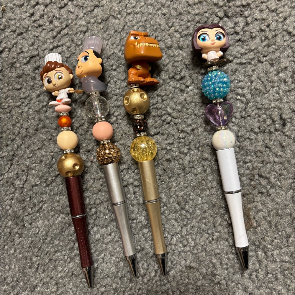 Set of 4 Character-Themed Pens with Beads